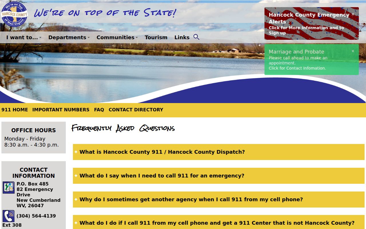 Hancock County arrest report phone routing and regional jail guidance