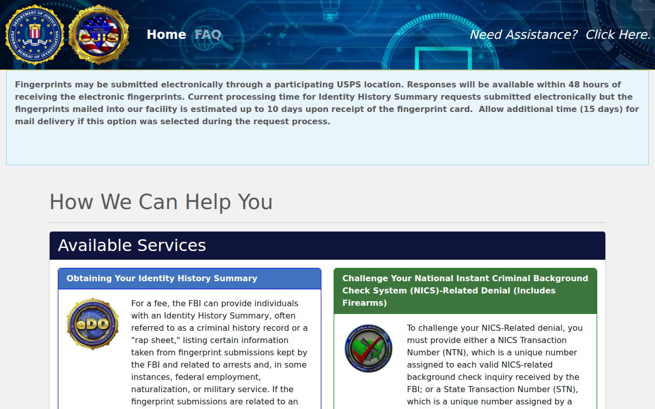 FBI identity history portal distinguished from Hancock County sex offender search
