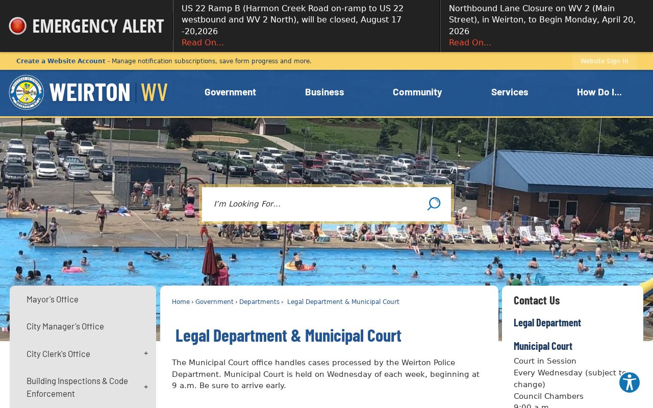 Official Weirton Municipal Court schedule and contact page