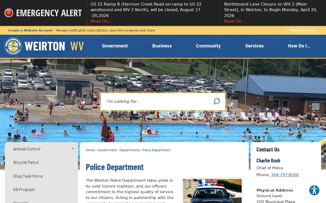 Official Weirton Police Department contact page