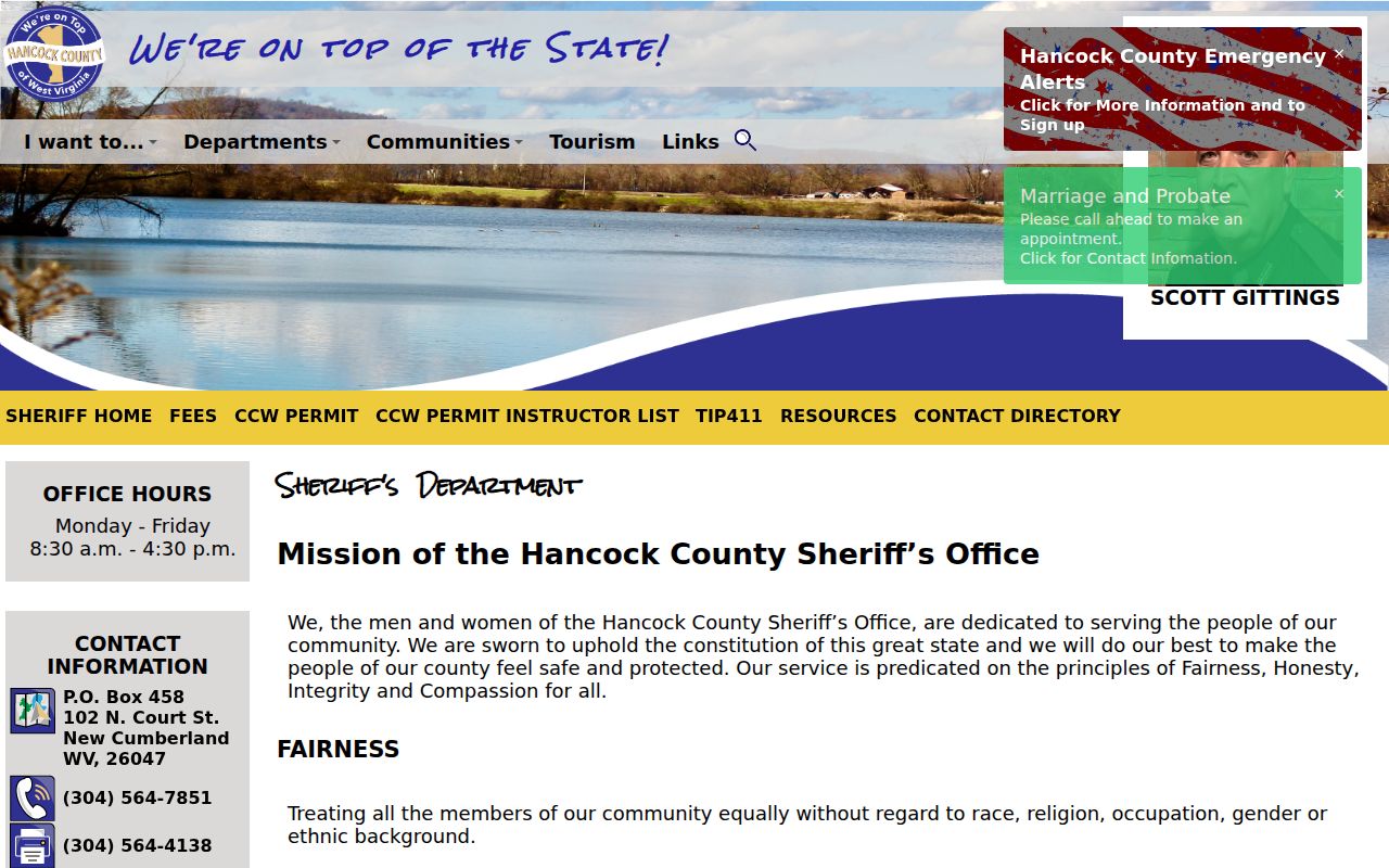Hancock County criminal records at the sheriff department